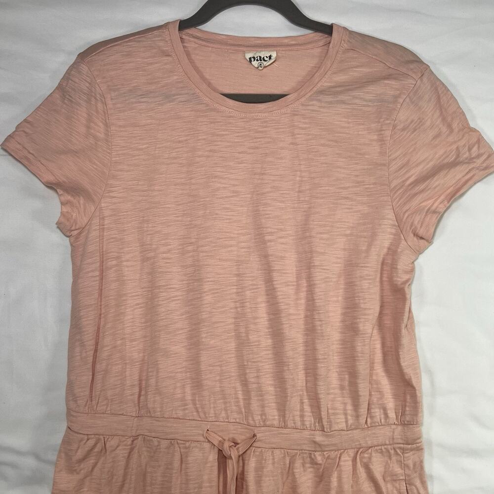 Pact Relaxed Slub Weekend Dress Size M Peach Tie Waist Organic Cotton Minimalist - Picture 2 of 10